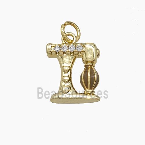 Enamel Copper Pendant Pave Zircon, Gold Plated