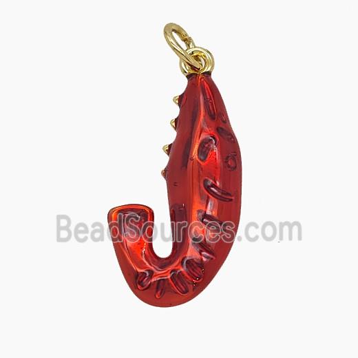 Enamel Copper Pendant Pave Zircon, Gold Plated