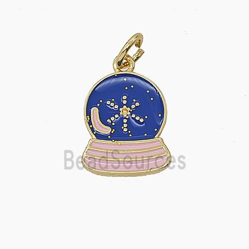 Enamel Copper Pendant Pave Zircon, Gold Plated
