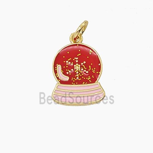 Enamel Copper Pendant Pave Zircon, Gold Plated