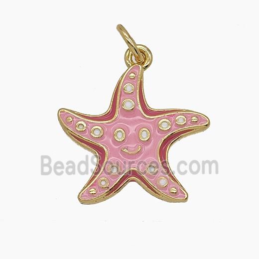 Enamel Copper Pendant Pave Zircon, Gold Plated
