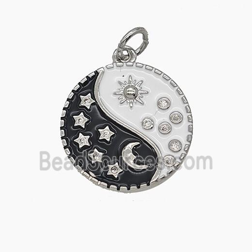 Enamel Copper Pendant Pave Zircon, Gold Plated