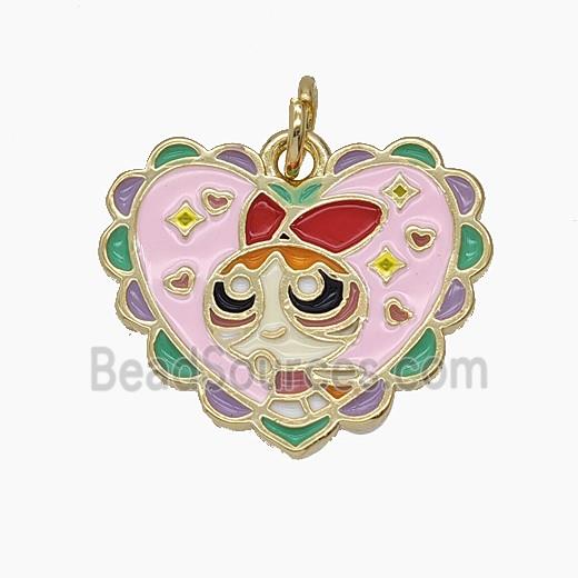 Enamel Copper Pendant Pave Zircon, Gold Plated