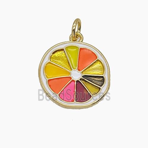 Enamel Copper Pendant Pave Zircon, Gold Plated