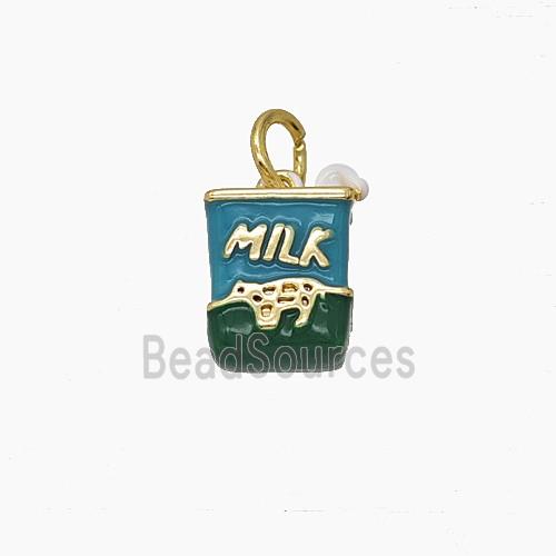 Enamel Copper Pendant Pave Zircon, Gold Plated