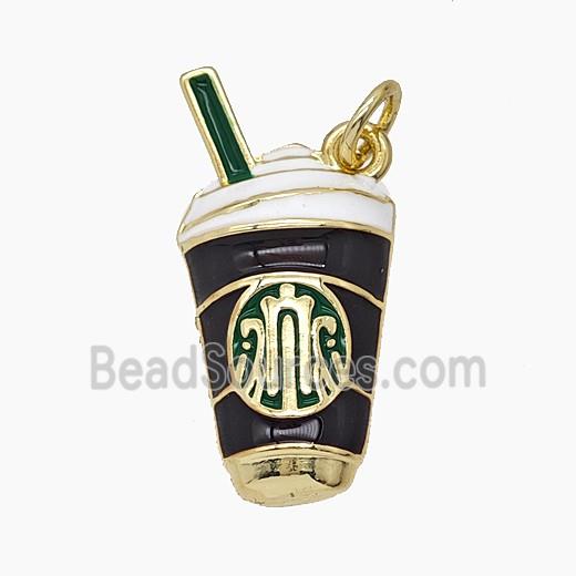 Enamel Copper Pendant Pave Zircon, Gold Plated