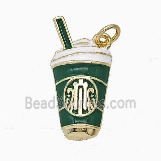 Enamel Copper Pendant Pave Zircon, Gold Plated