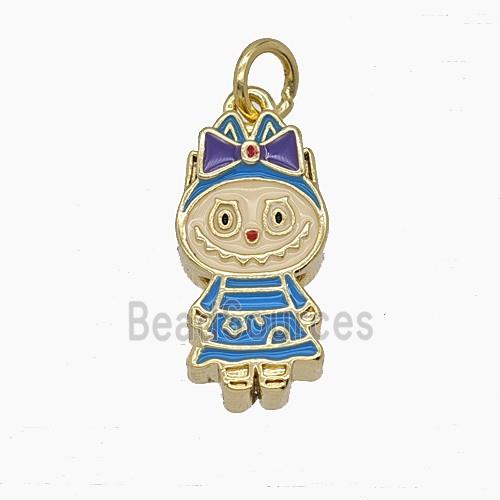 Enamel Copper Pendant Pave Zircon, Gold Plated