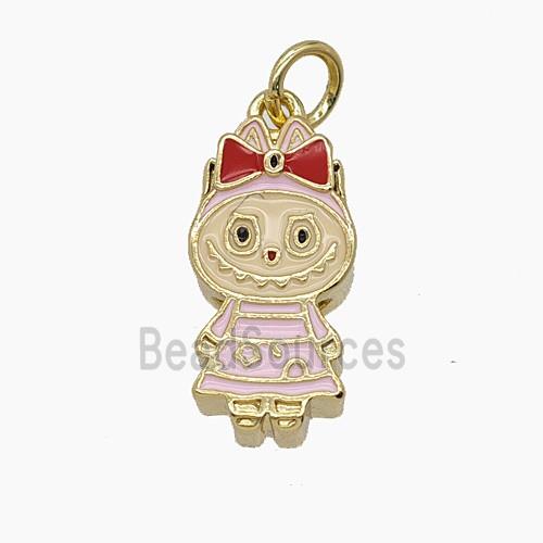 Enamel Copper Pendant Pave Zircon, Gold Plated