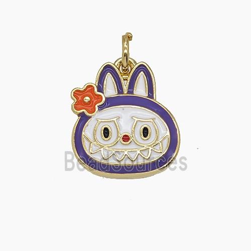 Enamel Copper Pendant Pave Zircon, Gold Plated