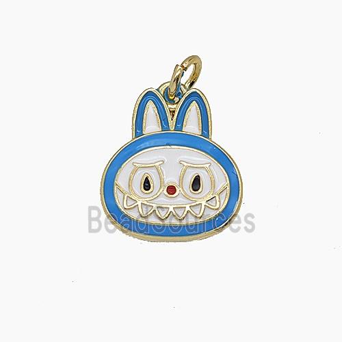 Enamel Copper Pendant Pave Zircon, Gold Plated