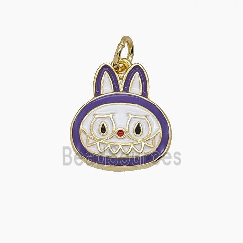 Enamel Copper Pendant Pave Zircon, Gold Plated