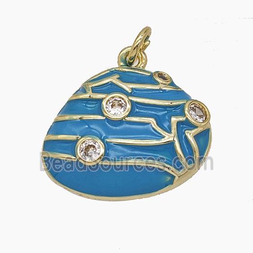 Enamel Copper Pendant Pave Zircon, Gold Plated