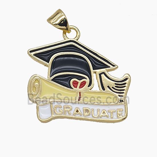 Enamel Copper Pendant Pave Zircon, Gold Plated