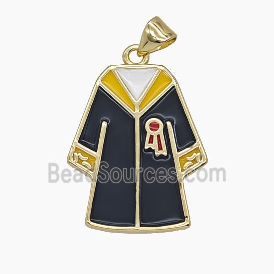 Enamel Copper Pendant Pave Zircon, Gold Plated