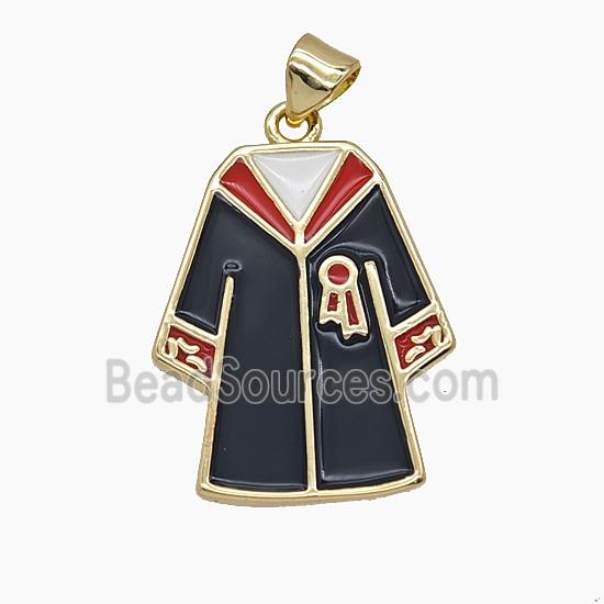 Enamel Copper Pendant Pave Zircon, Gold Plated