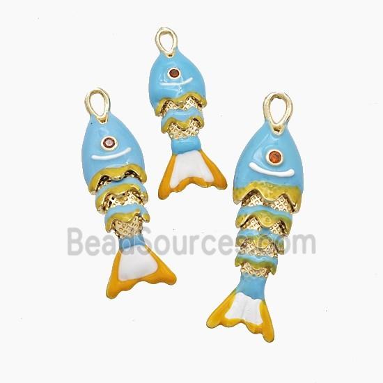 Enamel Copper Pendant Pave Zircon, Gold Plated