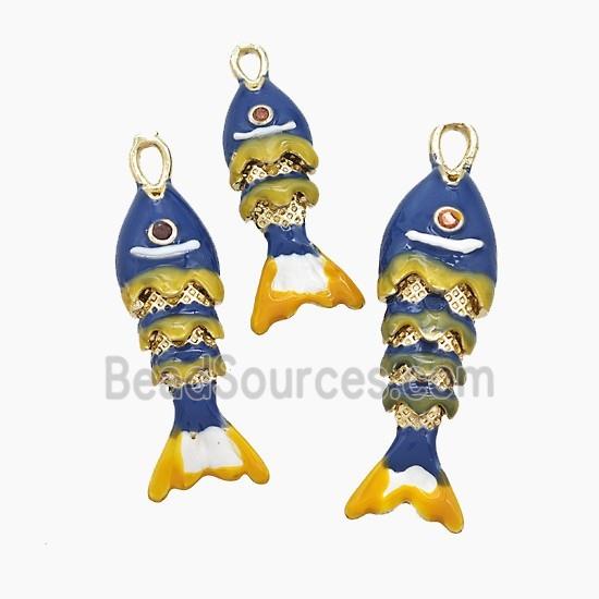 Enamel Copper Pendant Pave Zircon, Gold Plated