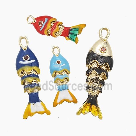 Enamel Copper Pendant Pave Zircon, Gold Plated