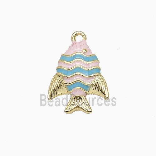 Enamel Copper Pendant, Gold Plated