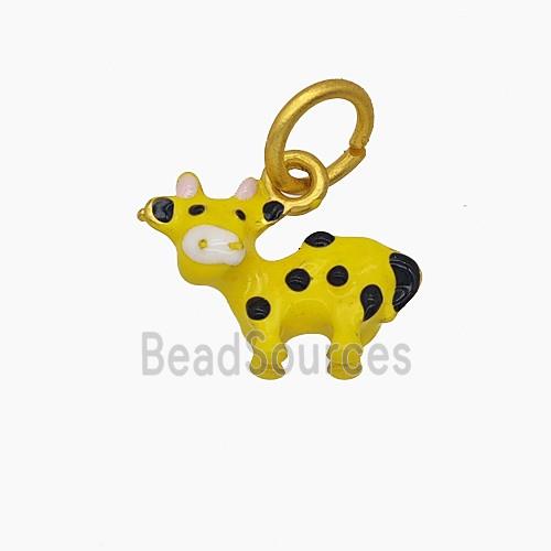 Enamel Copper Pendant, Gold Plated