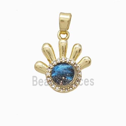 Copper Pendant Pave Resin Bead, Gold Plated