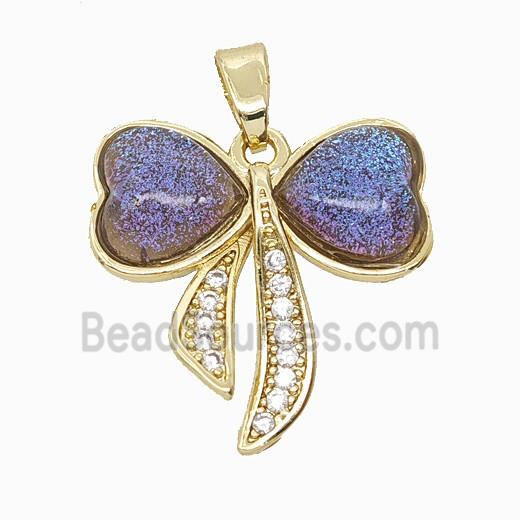 Copper Pendant Pave Resin Bead, Gold Plated