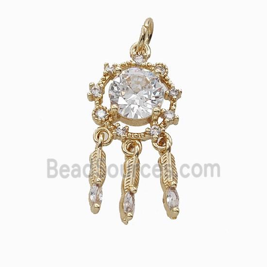 Copper Bead Pave Zircon, Gold Plated