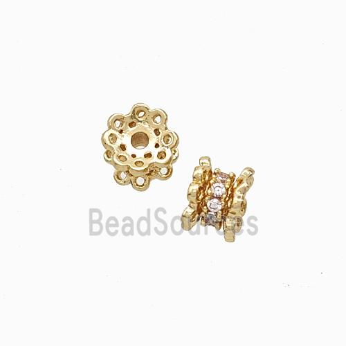 Copper Bead Pave Zircon, Gold Plated