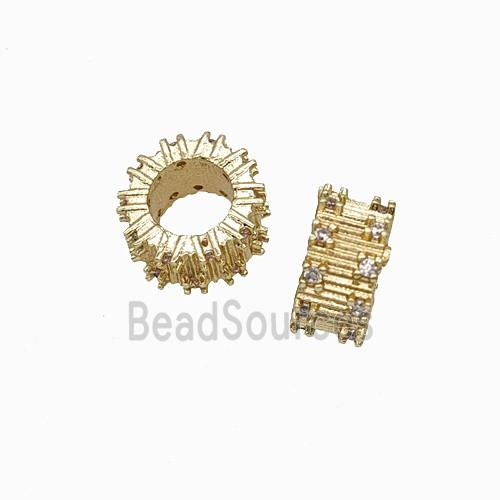 Copper Bead Pave Zircon, Gold Plated