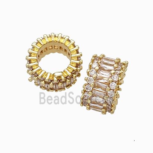 Copper Bead Pave Zircon, Gold Plated