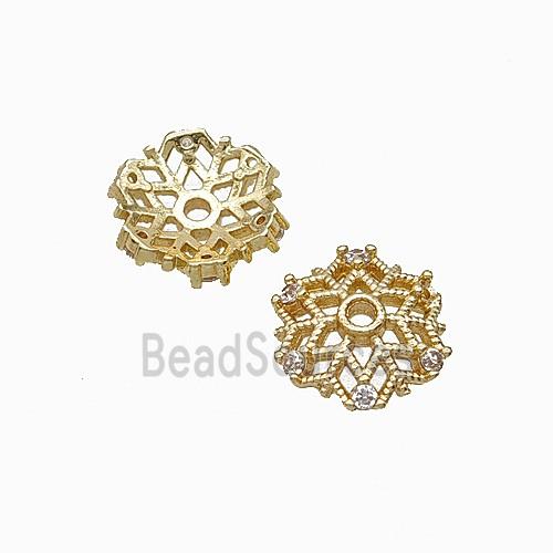 Copper Bead Pave Zircon, Gold Plated