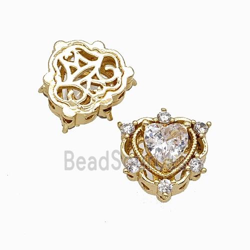 Copper Bead Pave Zircon, Gold Plated