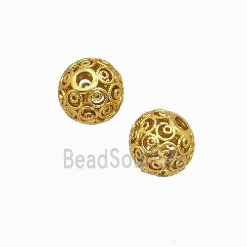Copper Bead Pave Zircon, Gold Plated