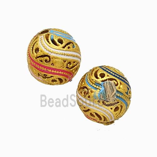 Copper Bead Pave Zircon, Gold Plated