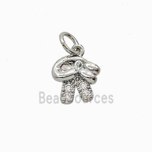 Hand Sign For Victory Copper Pendant Pave Zirconia Platinum Plated