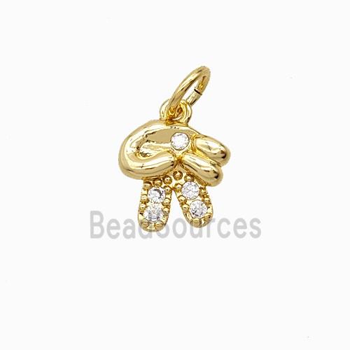 Hand Sign For Victory Copper Pendant Pave Zirconia Gold Plated