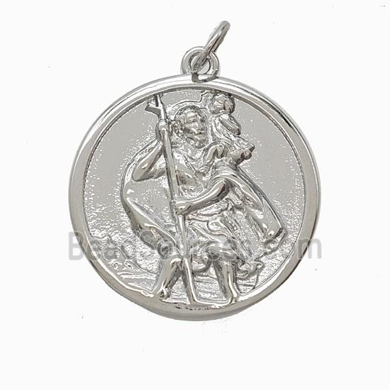 Copper Jesus Pendant Platinum Plated