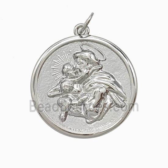 Copper Jesus Pendant Platinum Plated