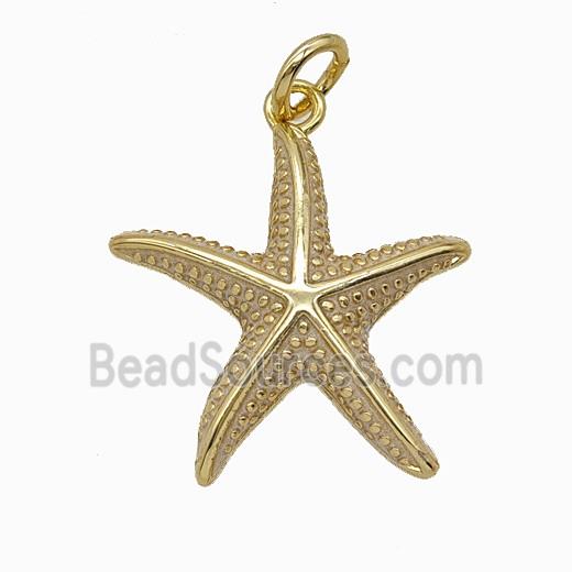 Copper Starfish Pendant Lt.pink Painted Gold Plated