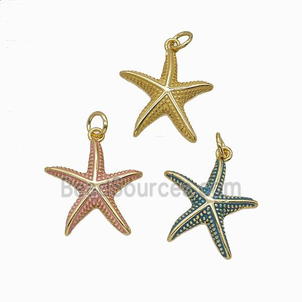 Copper Starfish Pendant Painted Gold Plated Mixed