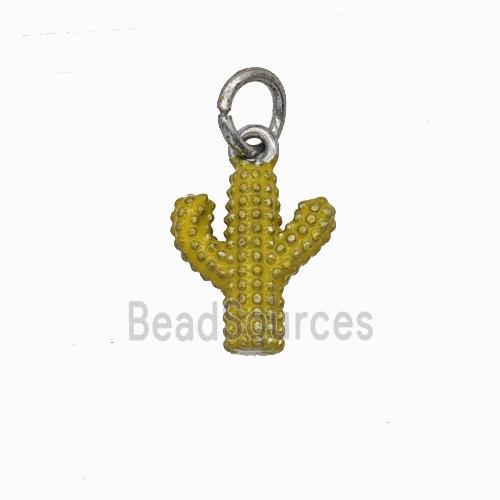 Copper Cactus Pendant Yellow Painted Platinum Plated