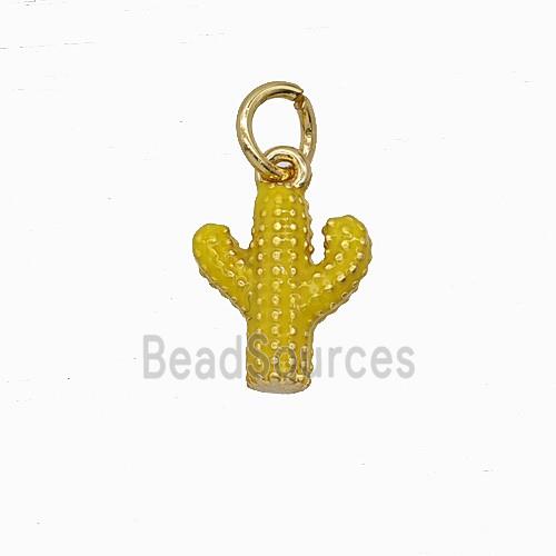 Copper Cactus Pendant Yellow Painted Gold Plated