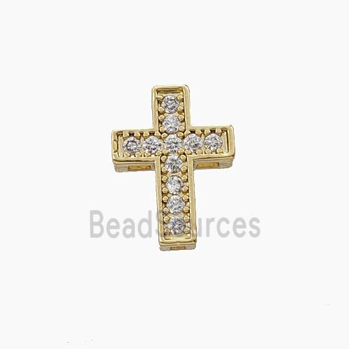 Copper Cross Beads Micropave Zirconia Gold Plated