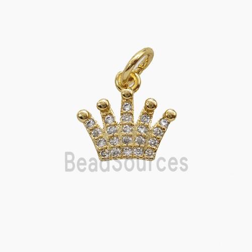 Copper Crown Pendant Pave Zirconia Gold Plated