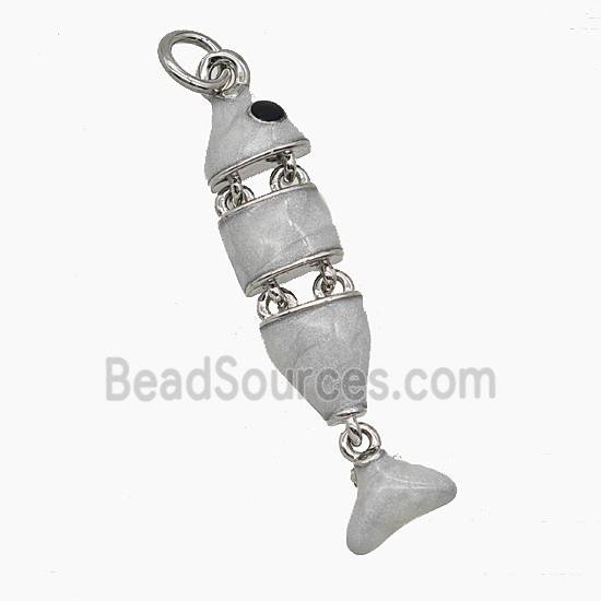 Copper Fish Pendant White Enamel Platinum Plated