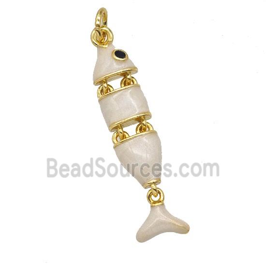Copper Fish Pendant White Enamel Gold Plated