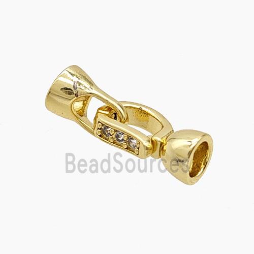 Copper Cordend Clasp Pave Zirconia Gold Plated