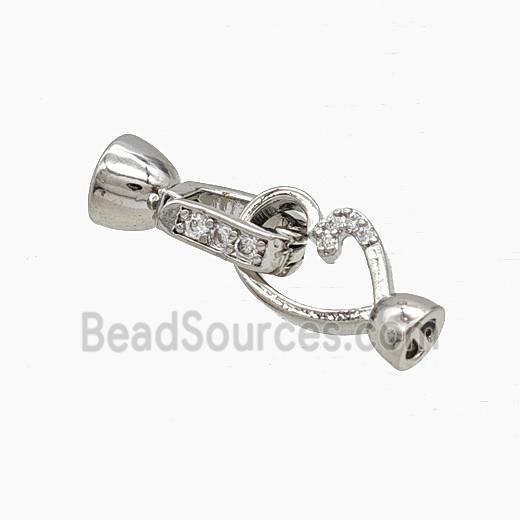 Copper Cordend Clasp Pave Zirconia Platinum Plated