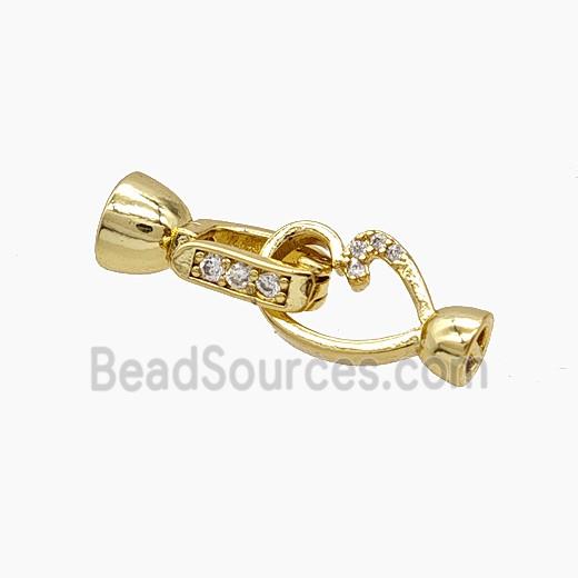 Copper Cordend Clasp Pave Zirconia Gold Plated